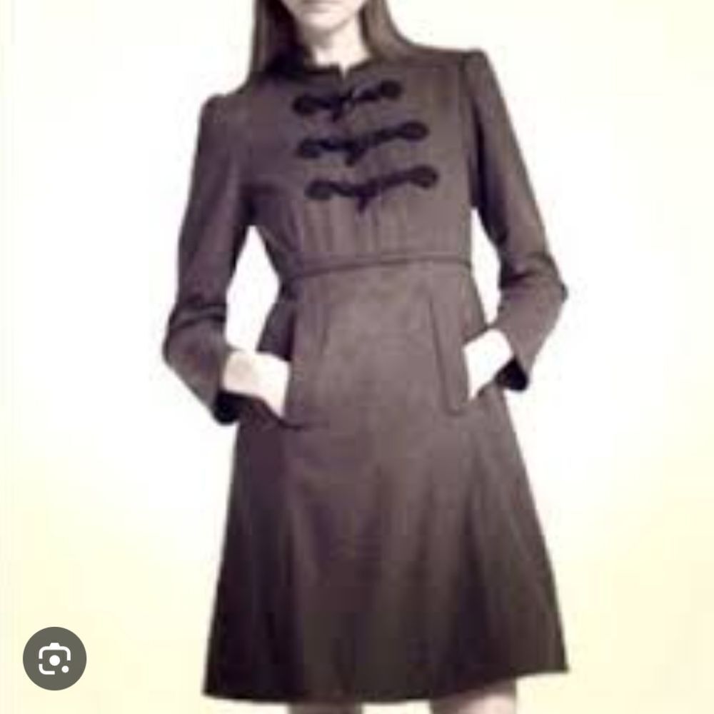 Marc Jacobs Brown Wool A Line Dress with Black Accents Pockets L